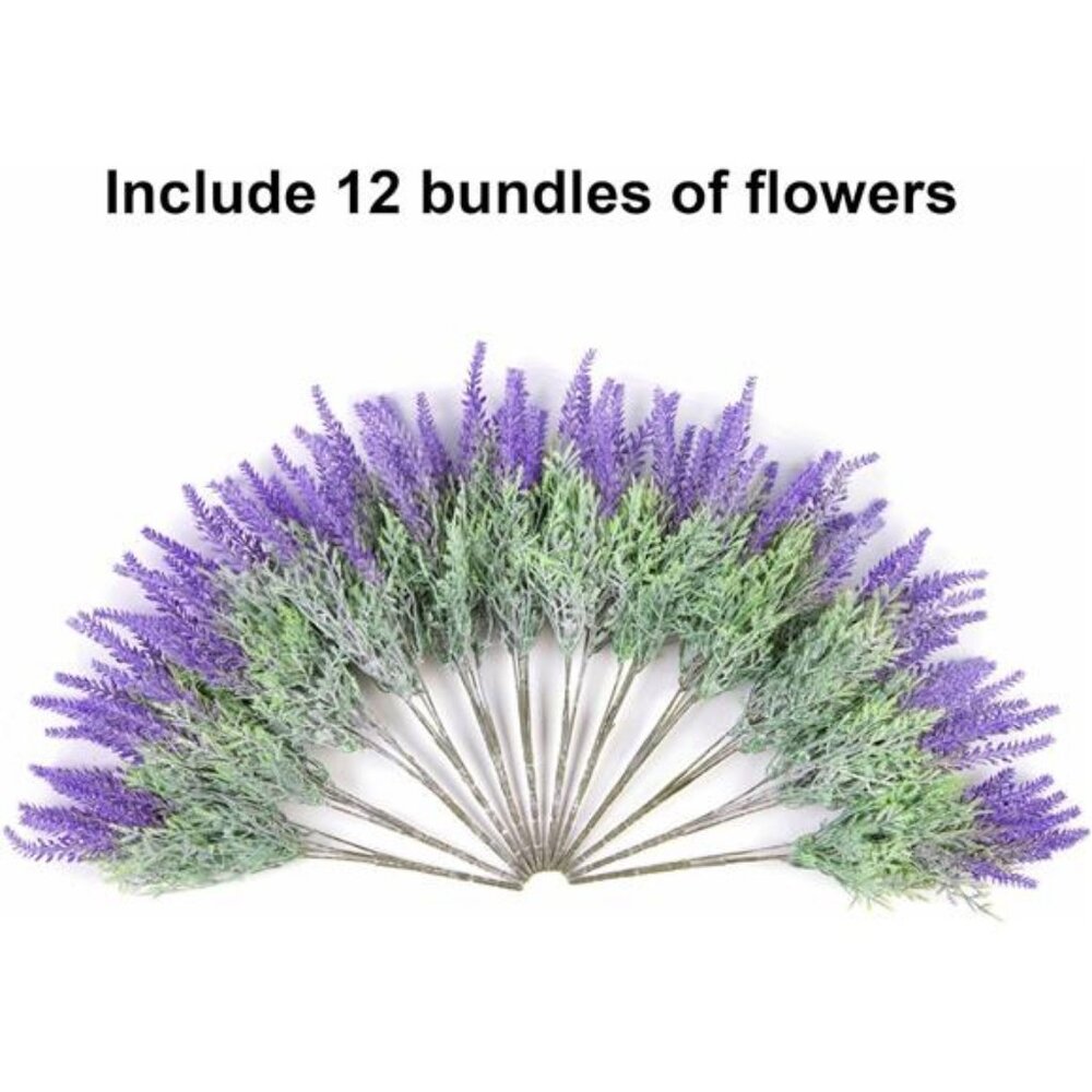 Artificial Fake Lavender Flower Plants Bundles for Indoor Outdoor Autumn Winter - Picture 2 of 8